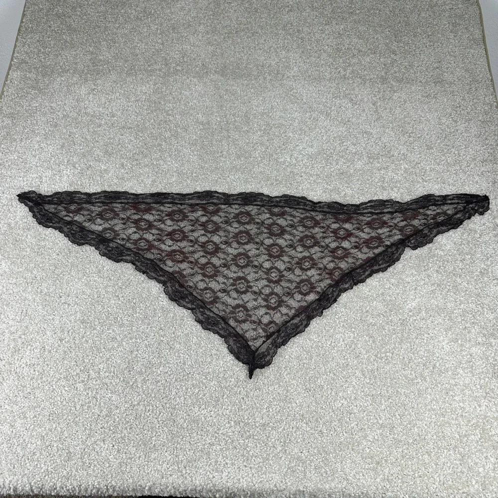 Vintage Floral Lace Triangle Hair Scarf Bandana Black Burgundy Goth Whimsigoth